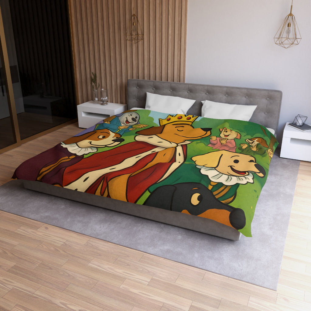 Housse De Couette Pour Enfants Avec Chiens Royaux En Promenade Dans La Forêt Magique