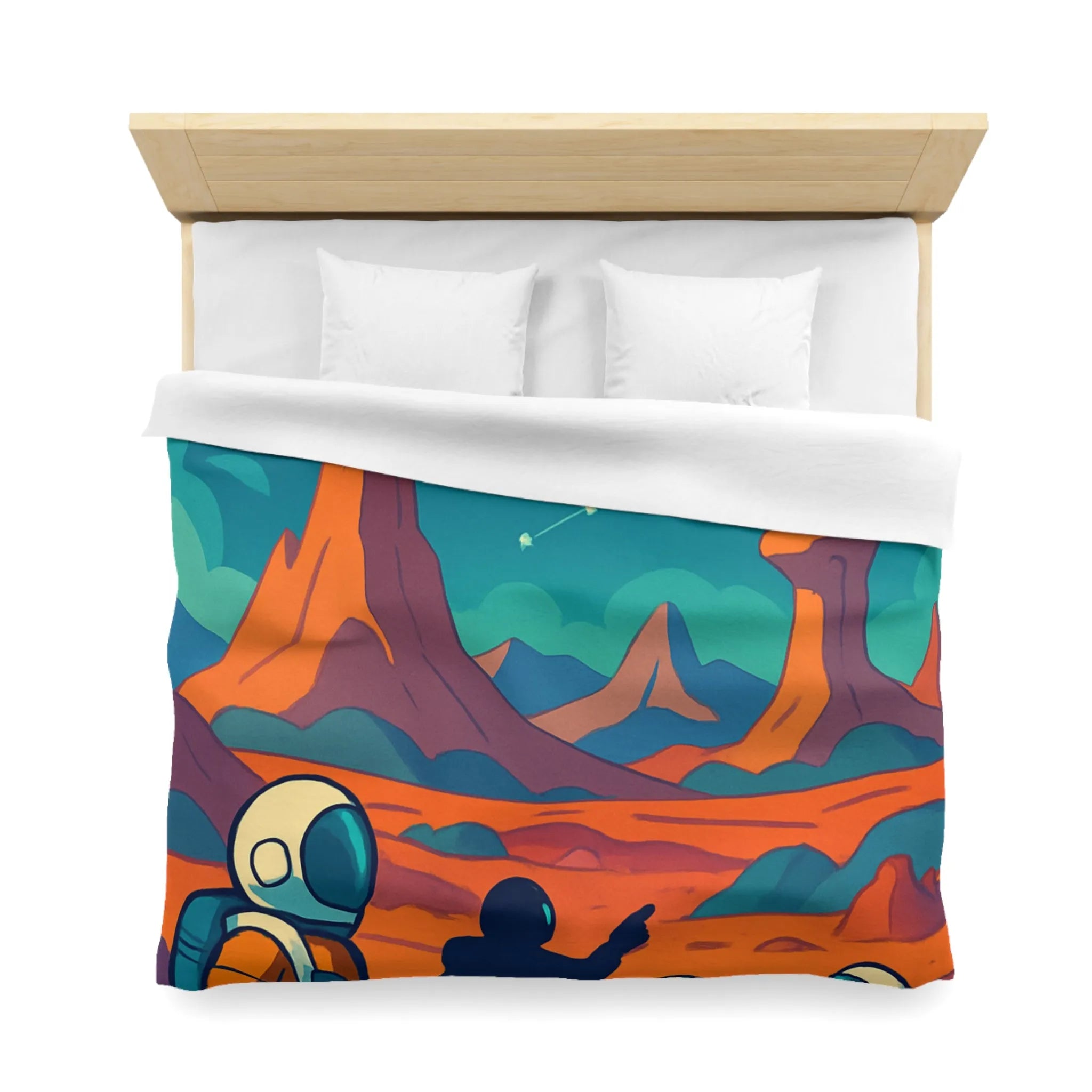 Exploration spatiale colorée : Astronautes sous la lune et constellations étoilées