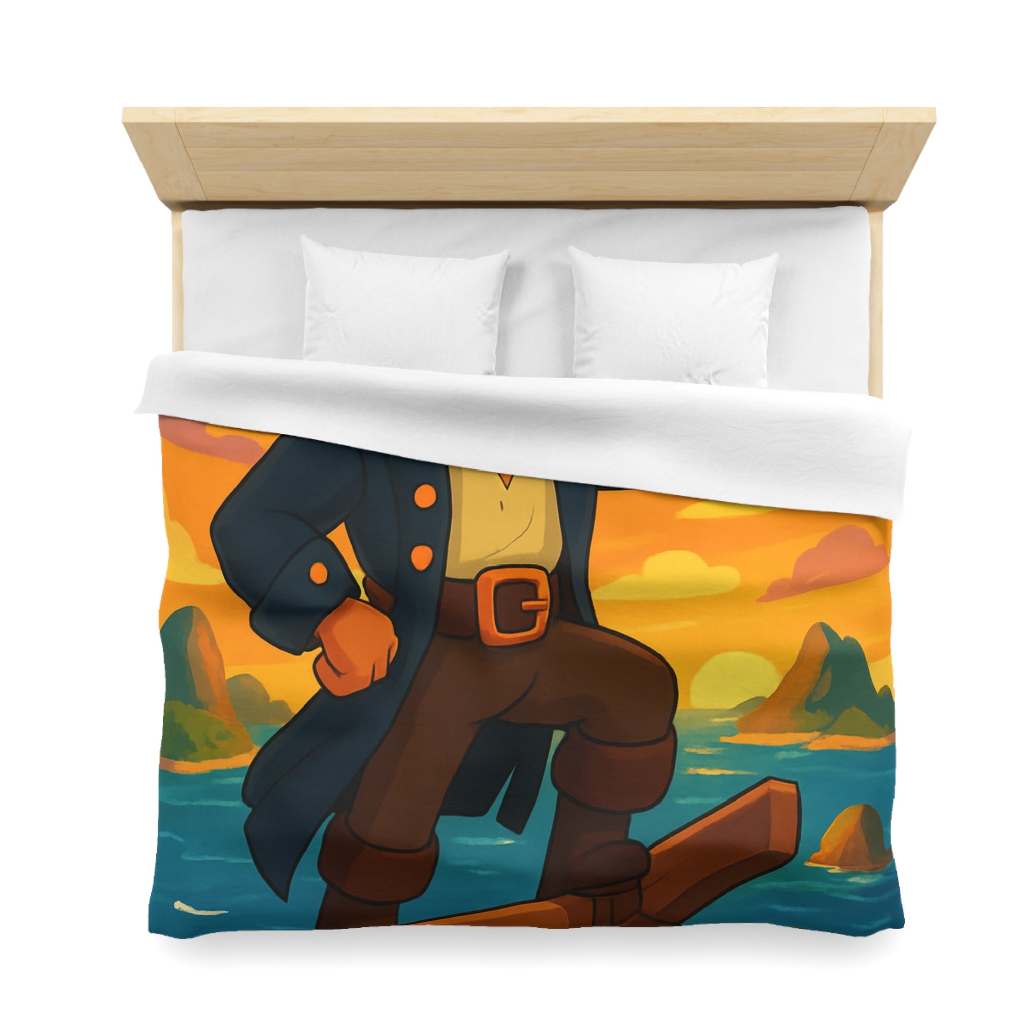 Housse de couette pirate flamboyant explorant les mers au coucher de soleil épique