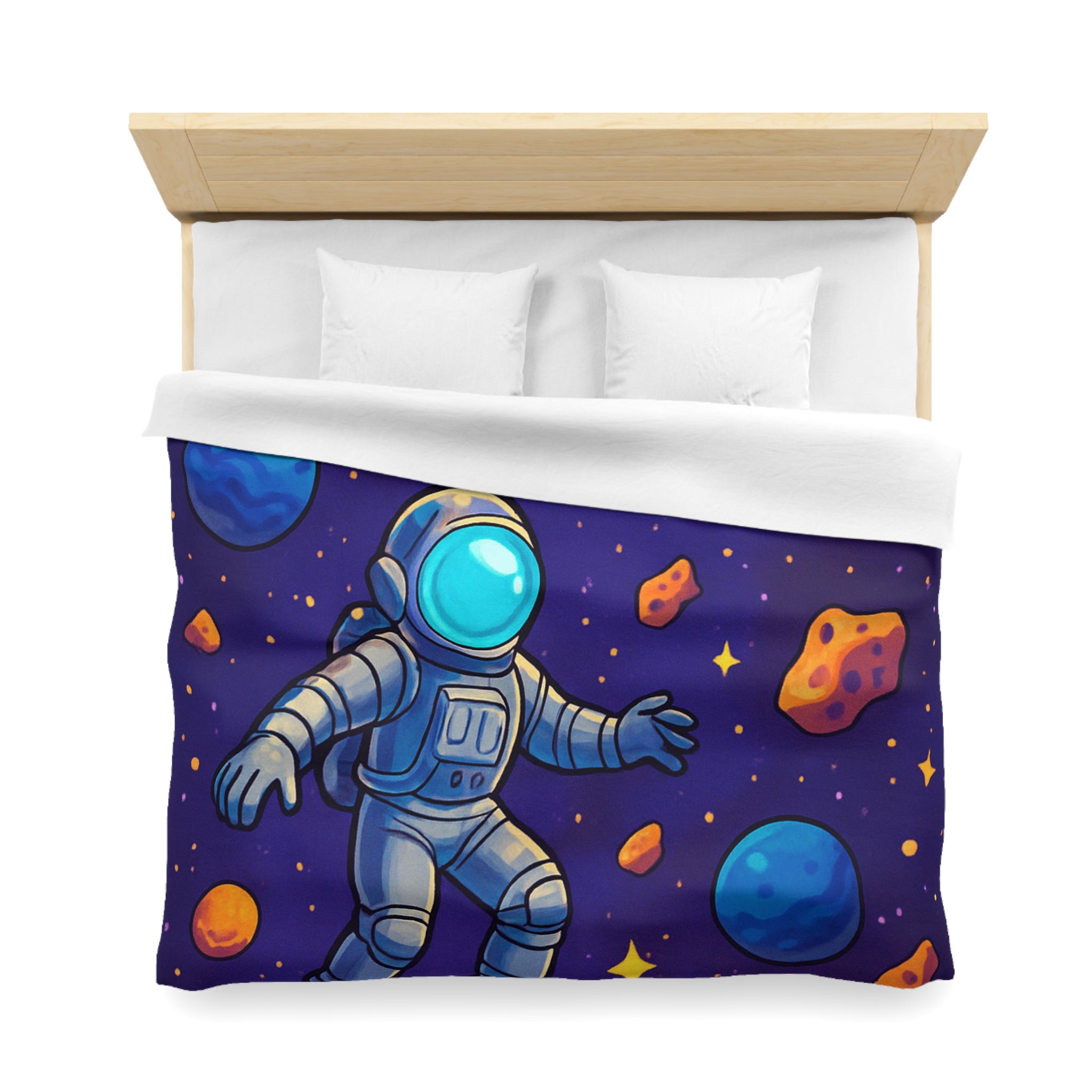 Housse de couette spatiale avec astronaute et planètes colorées pour enfants et adultes