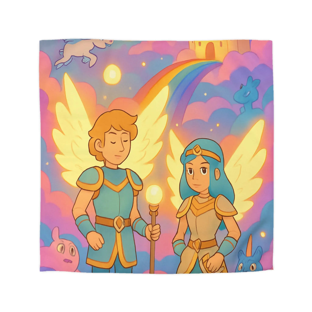 Housse de Couette Enfant Arc-en-ciel Angélique Château Fantastique Aventure Céleste
