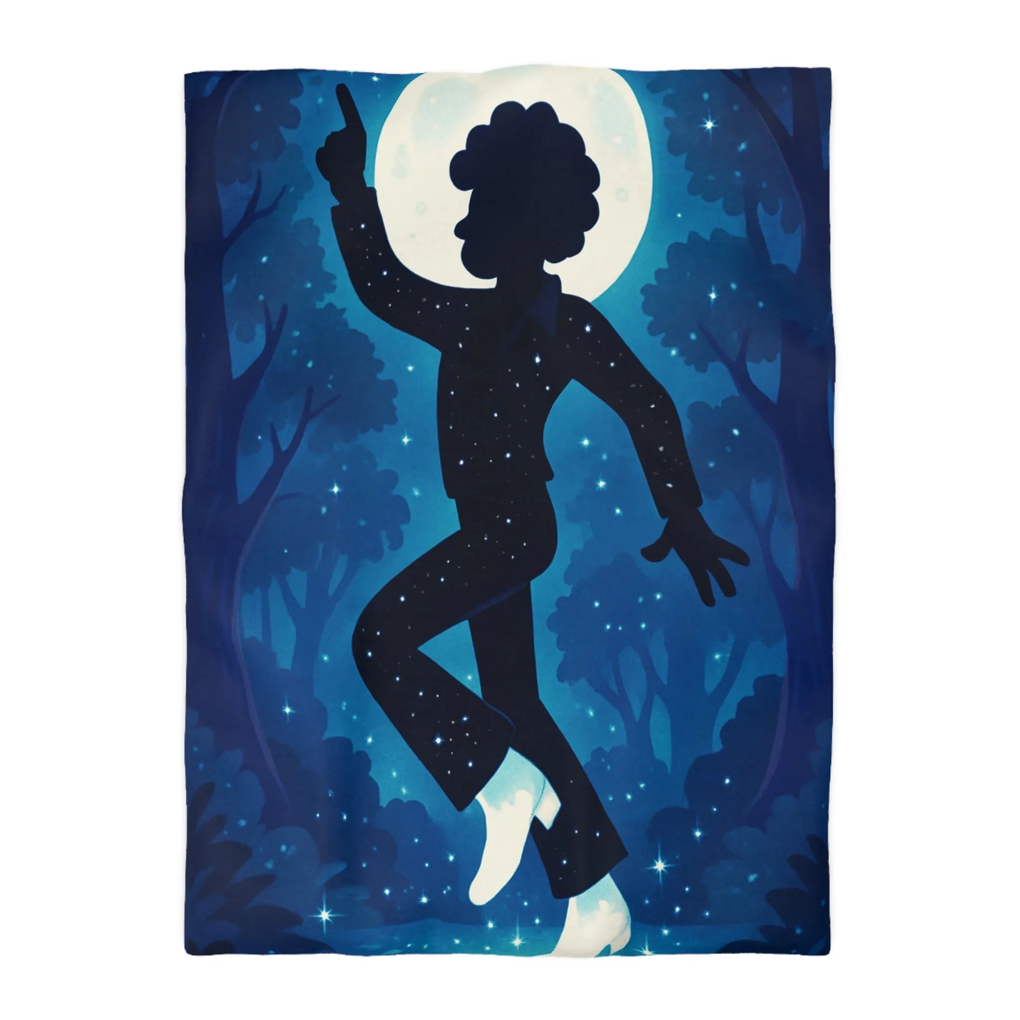 Housse de couette ambiance nocturne silhouette dansante avec pleine lune et étoiles