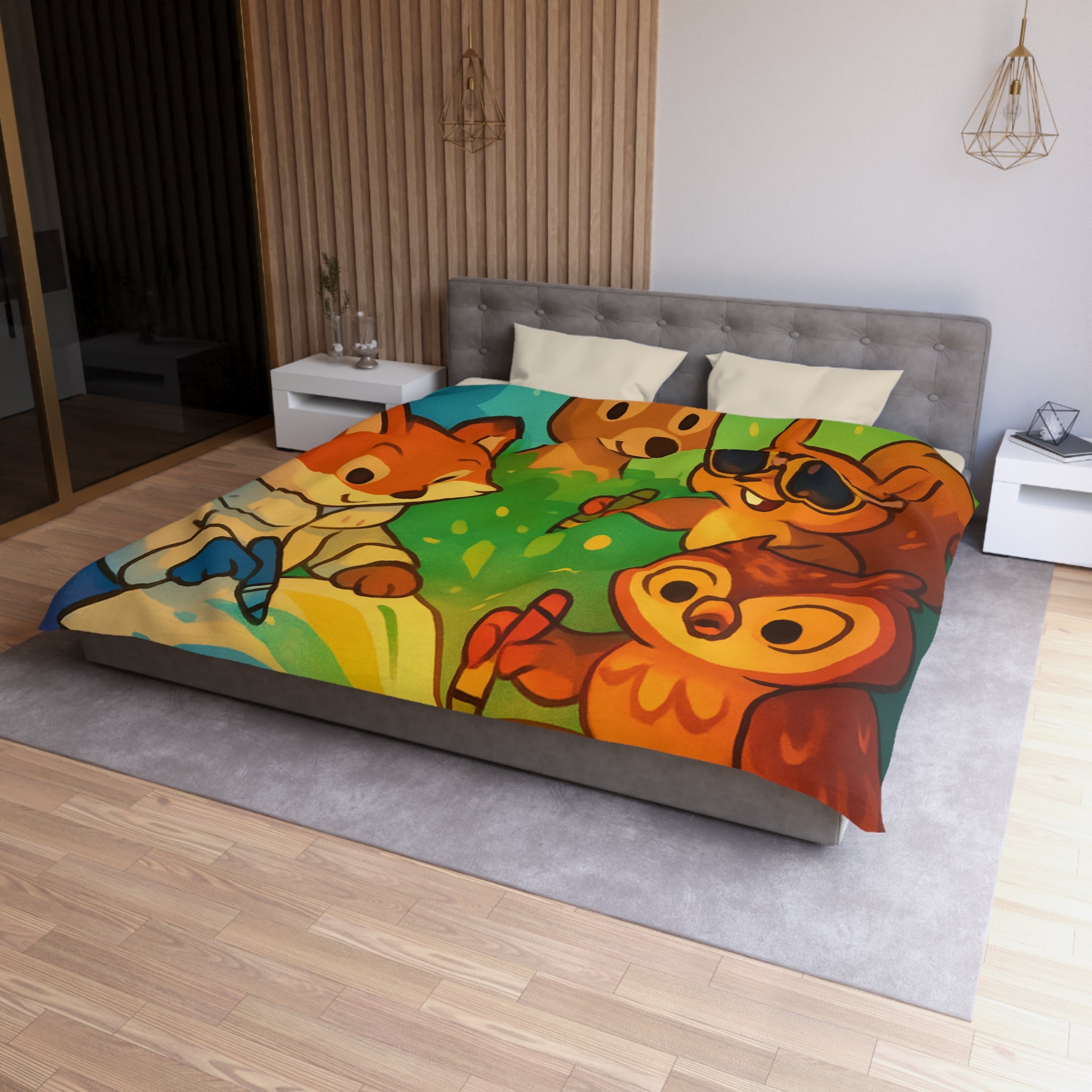 Housse de Couette Microfibre Illustration Unique Design Moderne Décoration Intérieure Raffinée