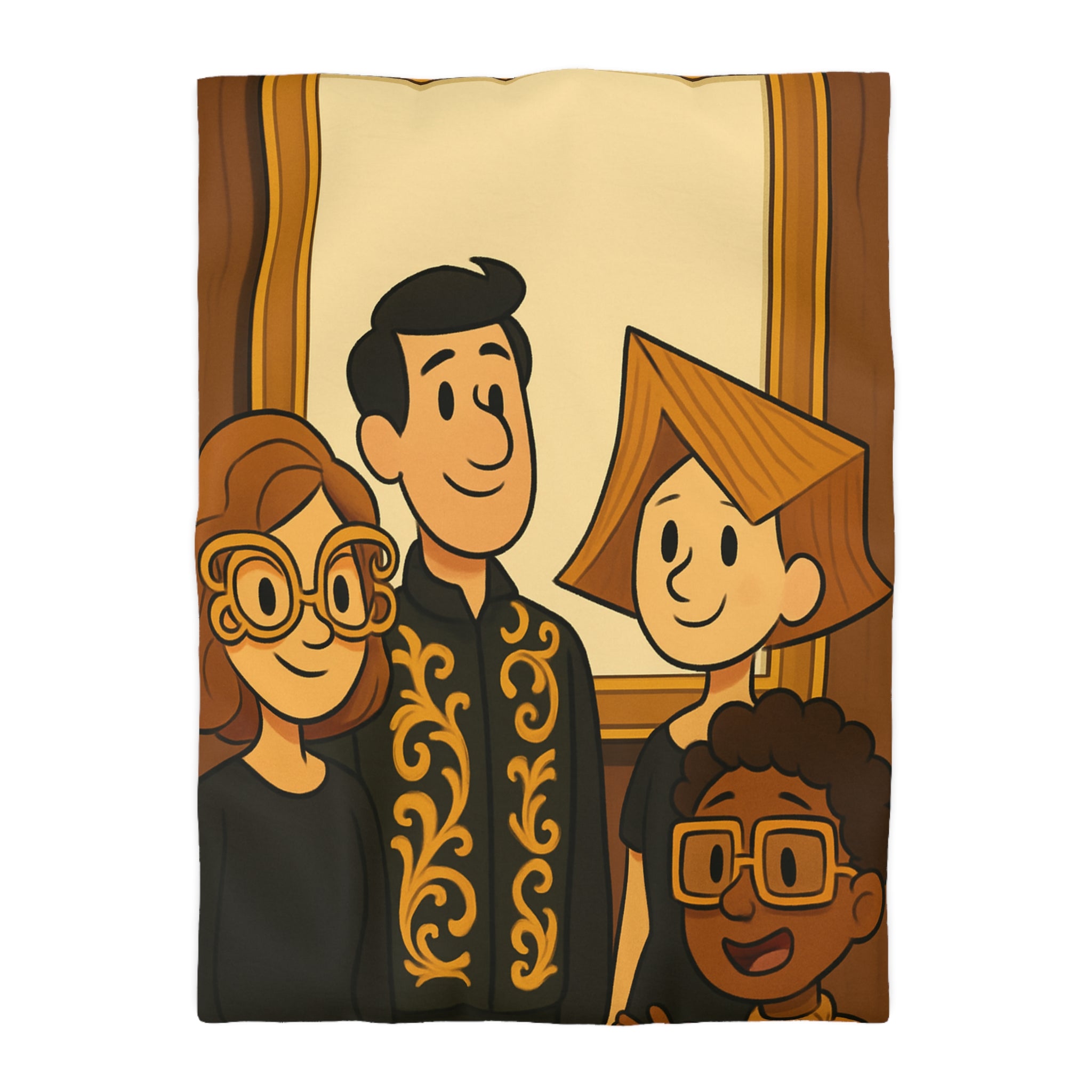 Housse de Couette Originale avec Illustration de Quatre Personnages Animés au Style Unique