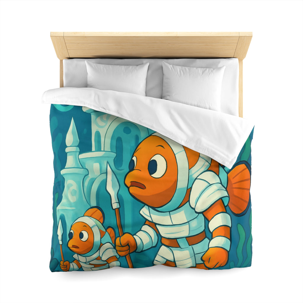 Intriguante housse de couette poissons en armure explorant un royaume sous-marin magique