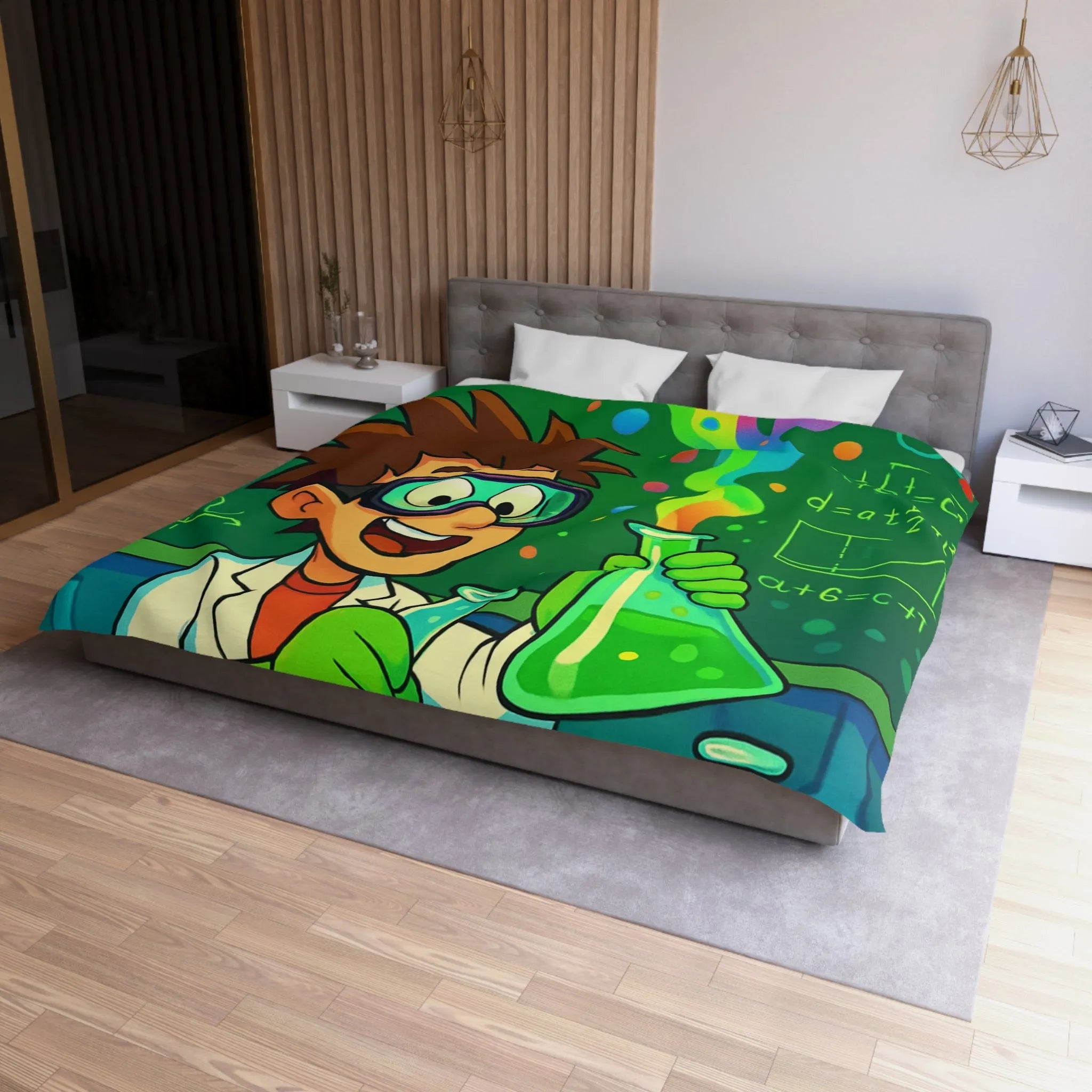 Housse de couette colorée pour enfants avec motif laboratoire scientifique amusant et éducatif