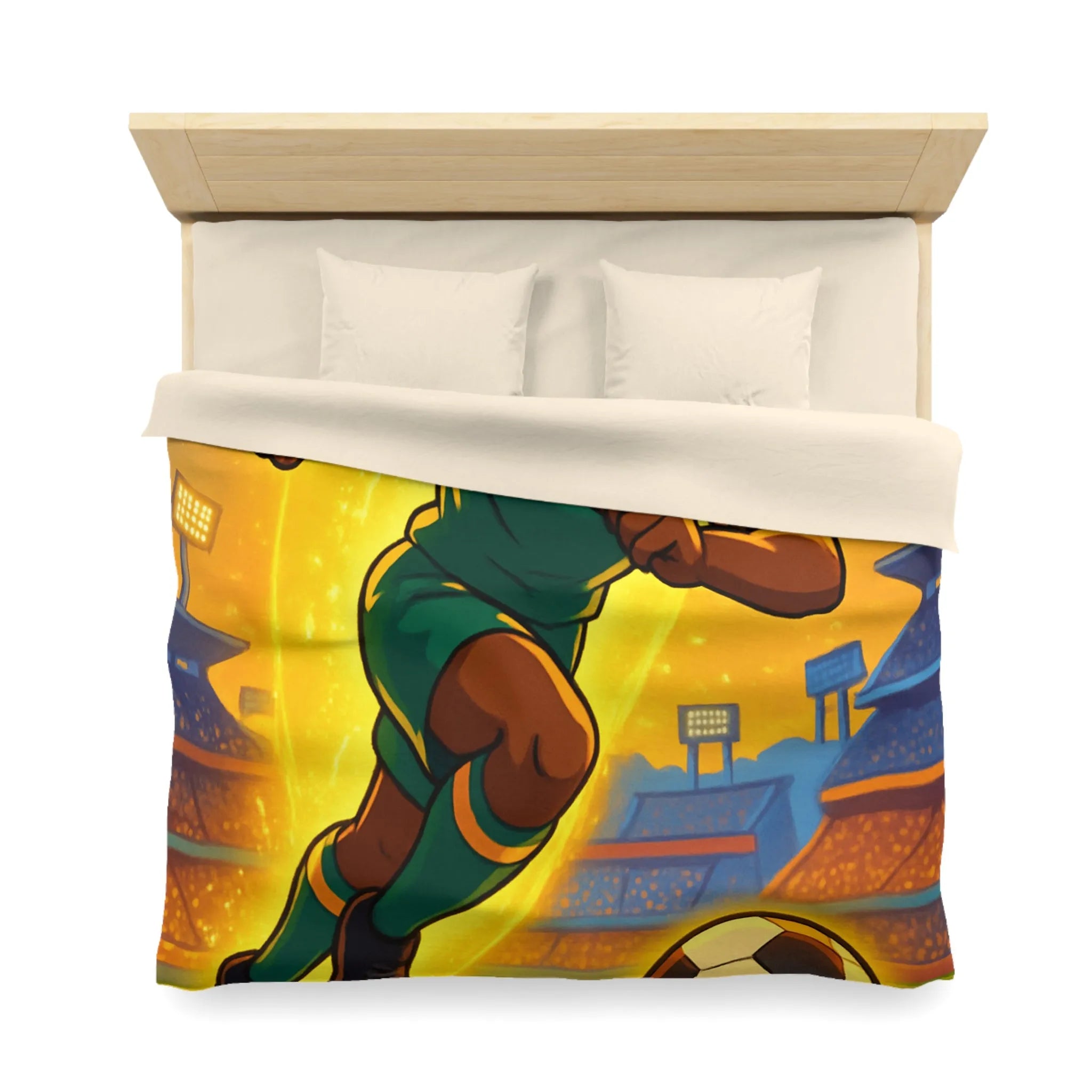 Housse de Couette Inspirée Footballeur Dessin Animé Dynamique pour Chambre de Supporter Passionné