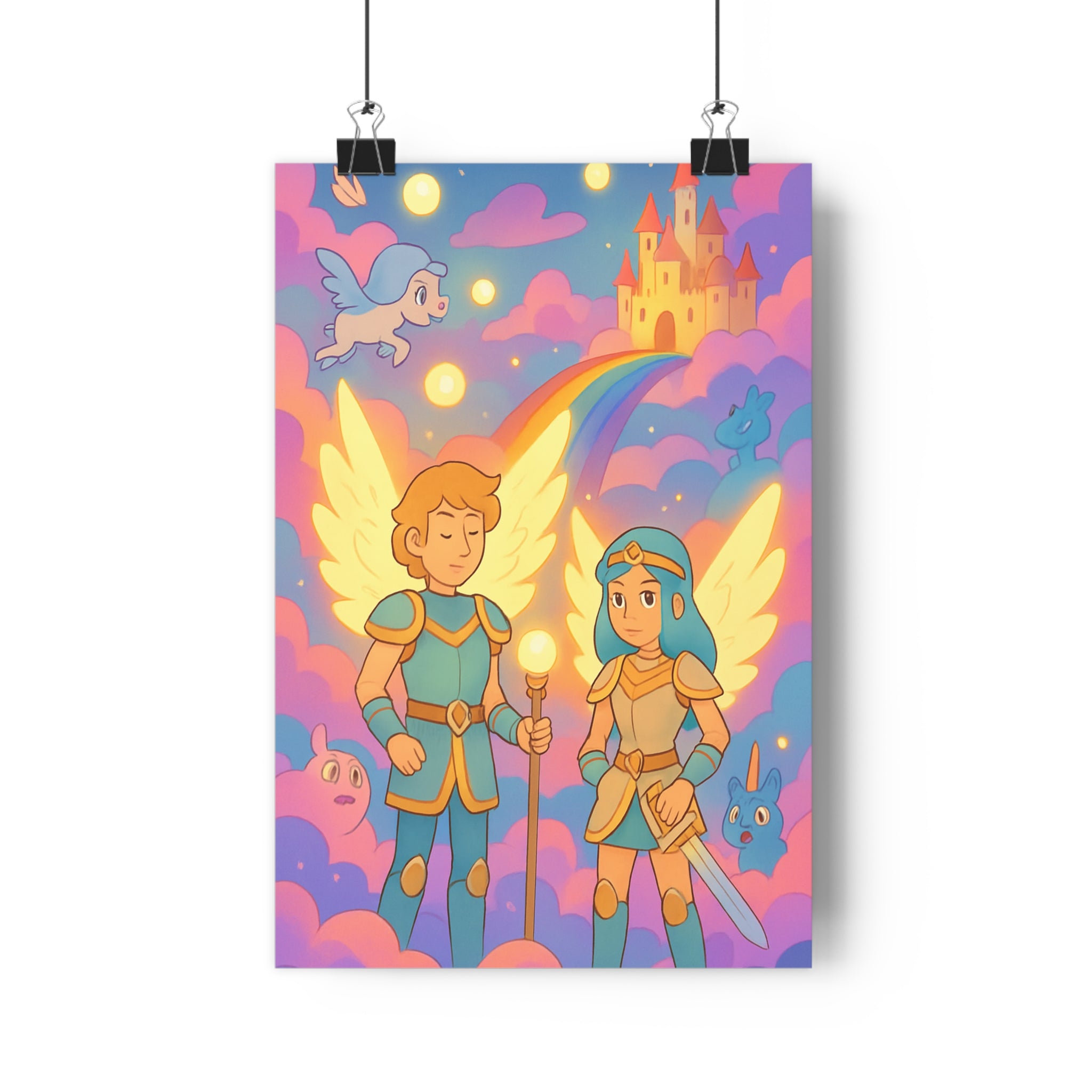 Poster décoratif pastel onirique féerique chambre enfant coloré magique aventure épique rêveurs nuages fantastique
