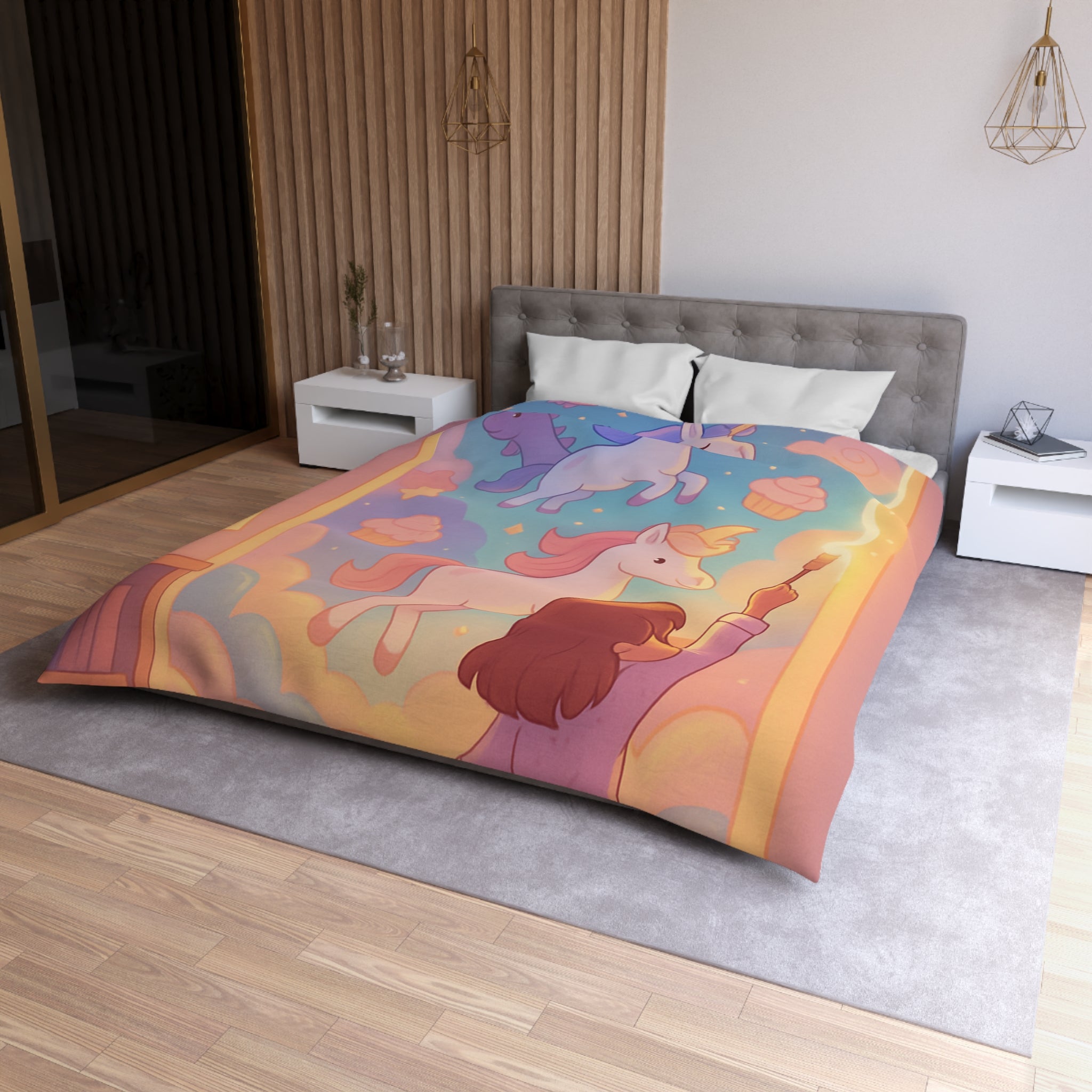 Housse de Couette Microfibre Design Artistique Moderne Décoration Chambre Confort Premium