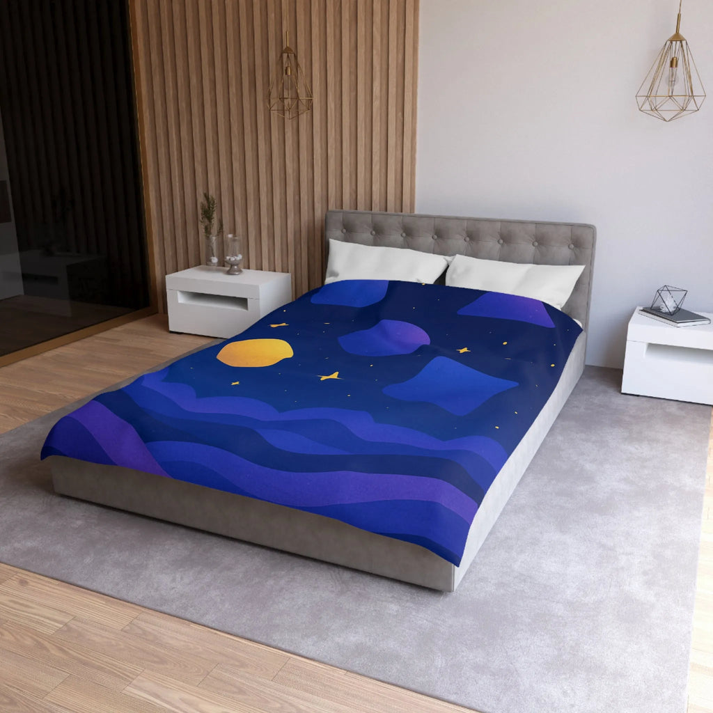 Housse de couette géométrique abstraite avec formes colorées et ciel étoilé nocturne