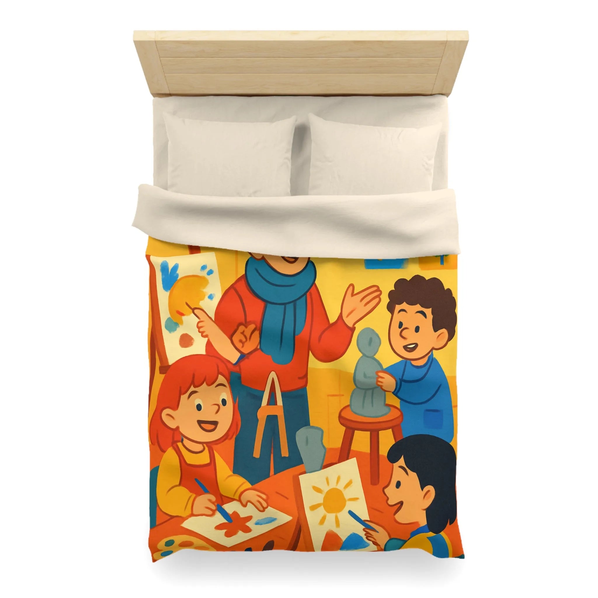 Enchantez votre chambre avec une housse de couette colorée pour enfants sur le thème artistique