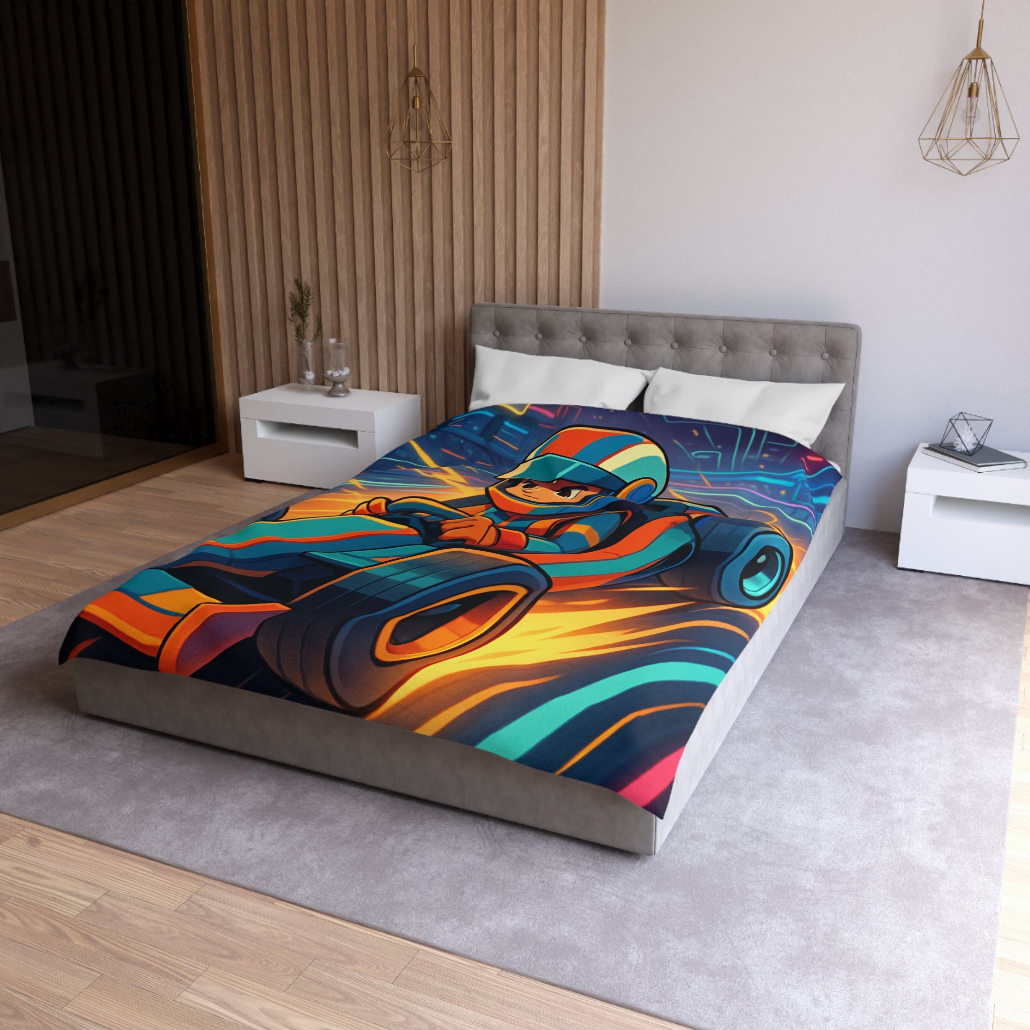 Housse de Couette Microfibre Motif Créatif Original Style Contemporain Chambre Élégante