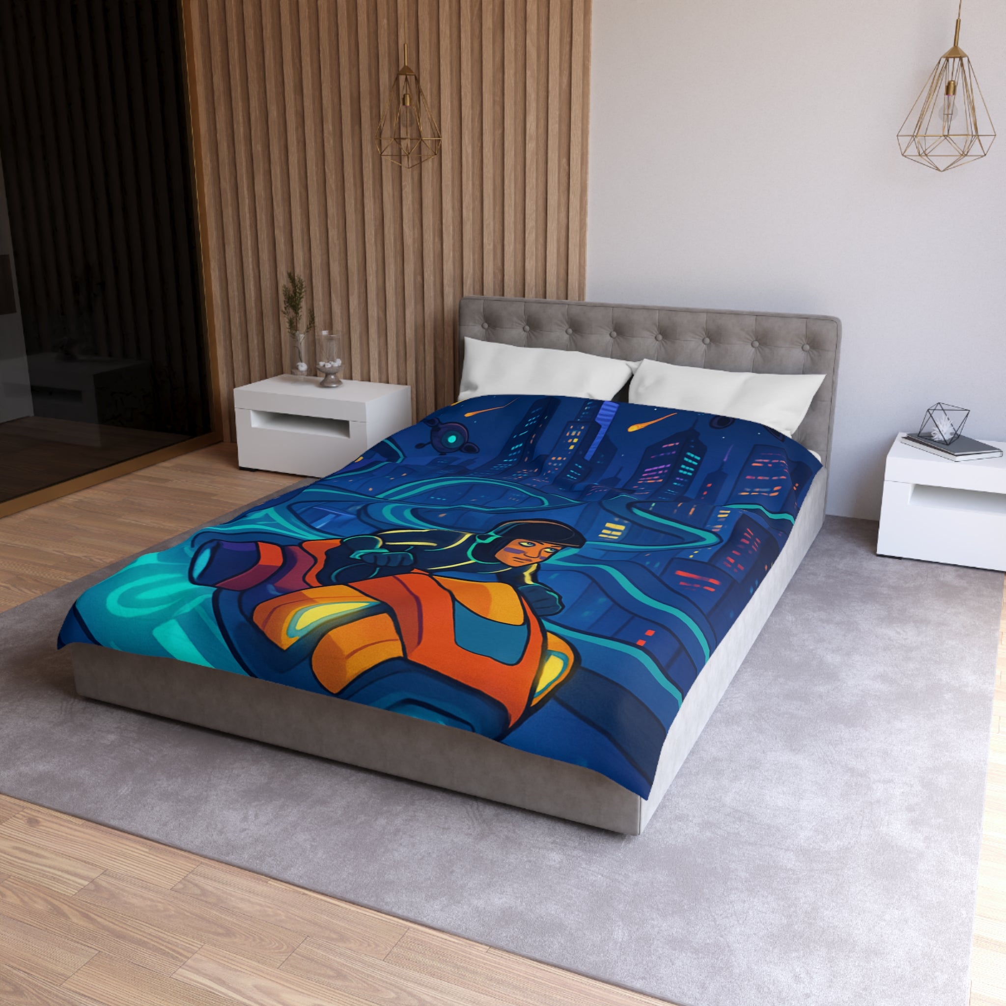 Housse de Couette Microfibre Design Artistique Moderne Décoration Chambre Confort Doux Qualité Premium