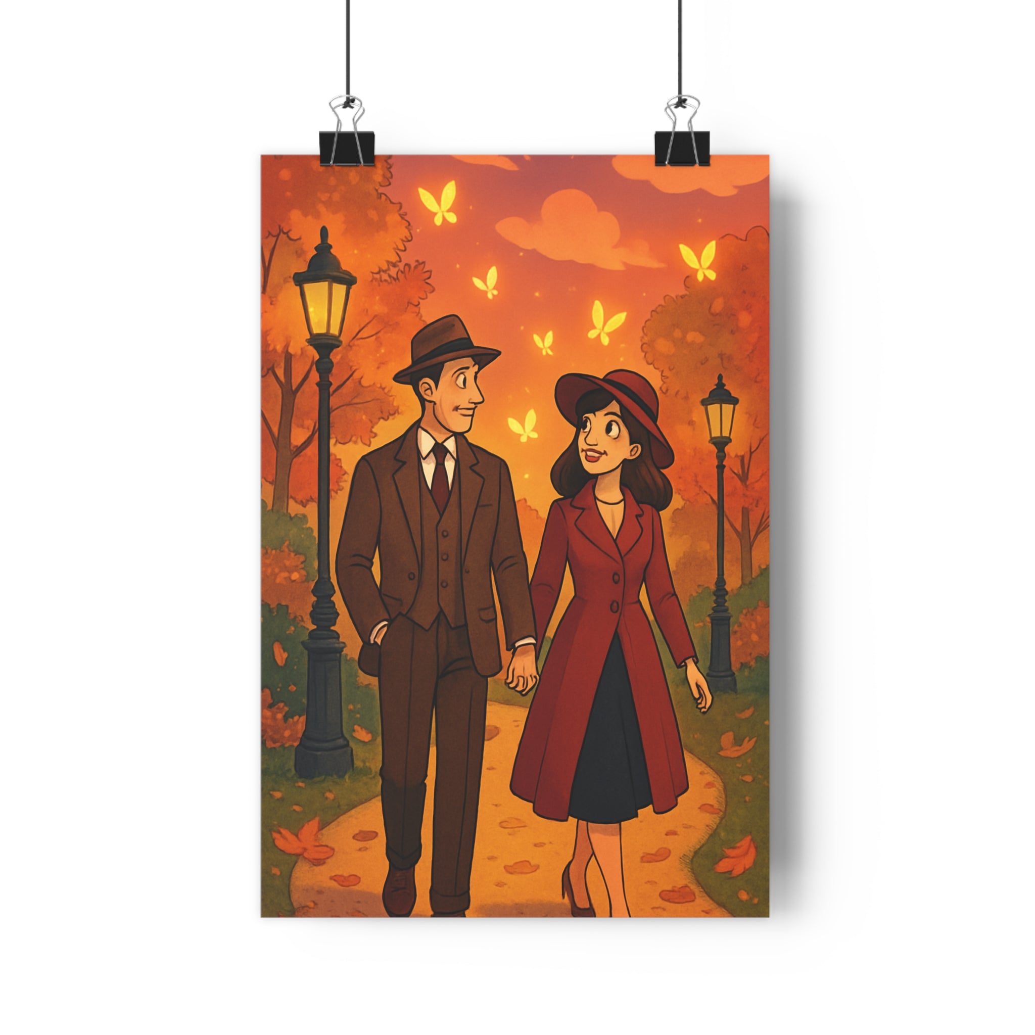 Poster décoratif rétro romantique automne couleurs chaudes vintage charme artistique salon chambre élégant ambiance