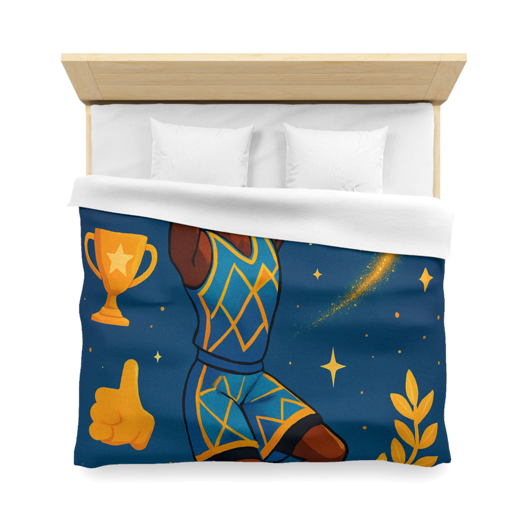 Housse de Couette Thématique Basket avec Étoiles et Trophée pour Fans Sportifs