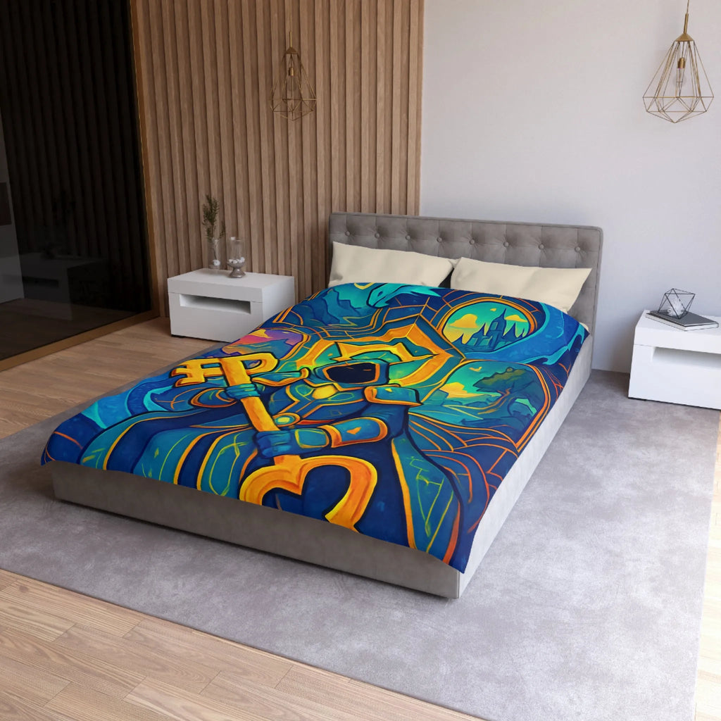 Housse de Couette Magicien Mystique avec Clef et Dragon pour Ambiance Enchantée