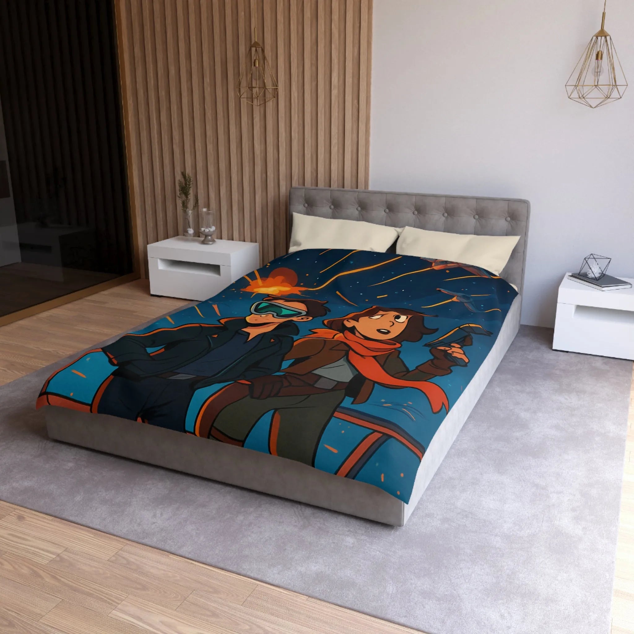 Housse de couette aventure galactique avec pilotes intrépides et bataille spatiale épique