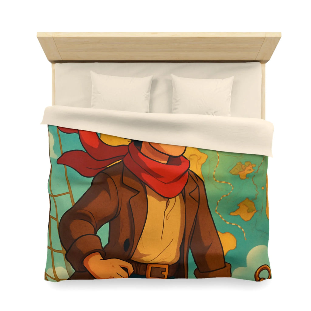 Aventure en Haute Mer avec Explorateur et Carte au Trésor, Housse de Couette Unique