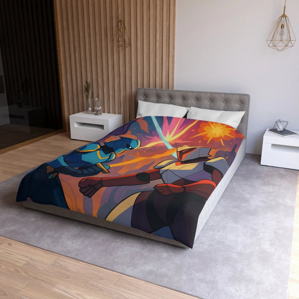 Épique scène de duel au sabre laser dans un paysage intergalactique coloré et artistique