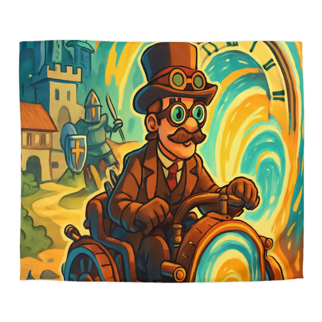 Housse de Couette Fantaisie : Voyageur Temporel en Machine Étrange Tourbillonnant à Travers Époques