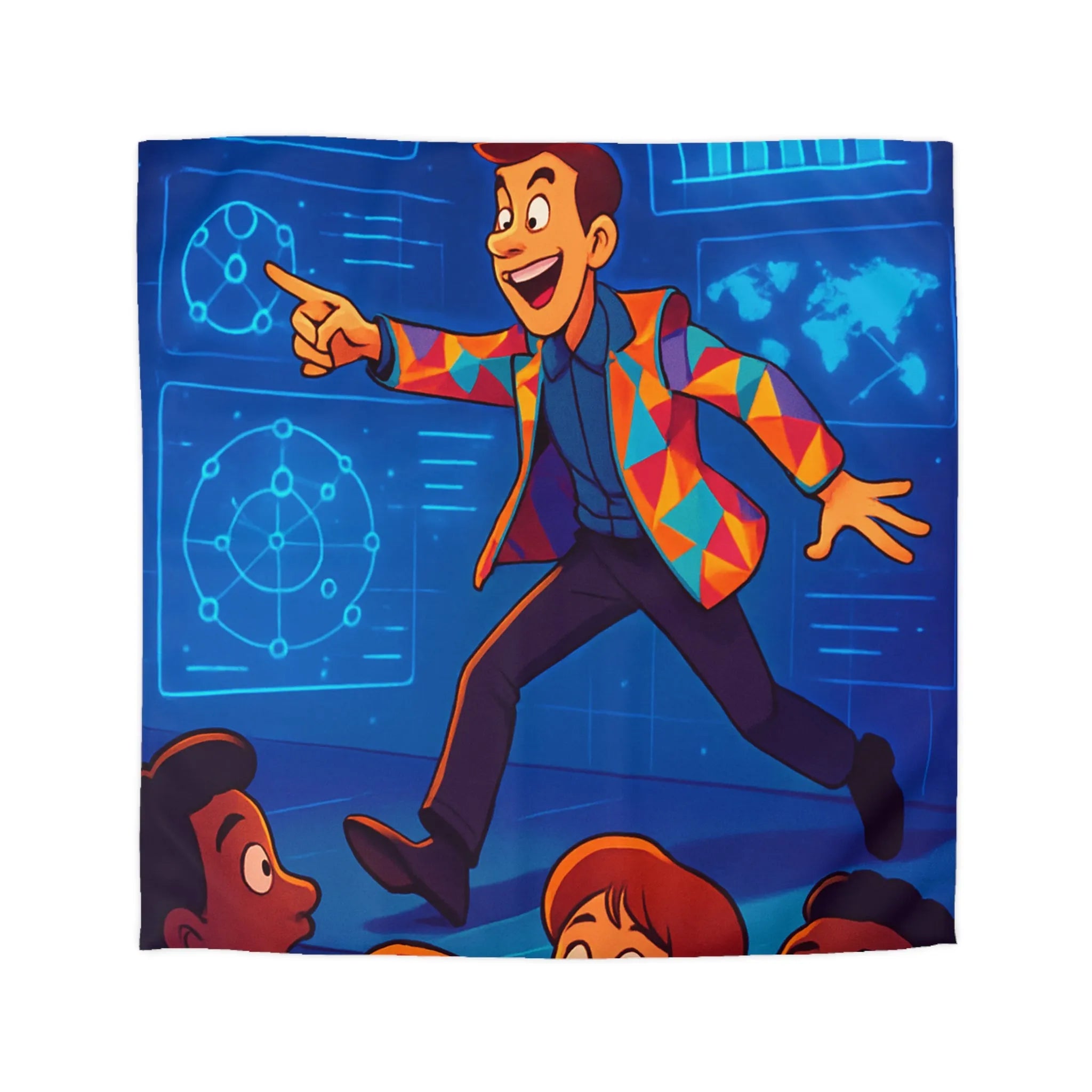 Housse de couette colorée avec motifs géométriques pour chambre moderne et artistique