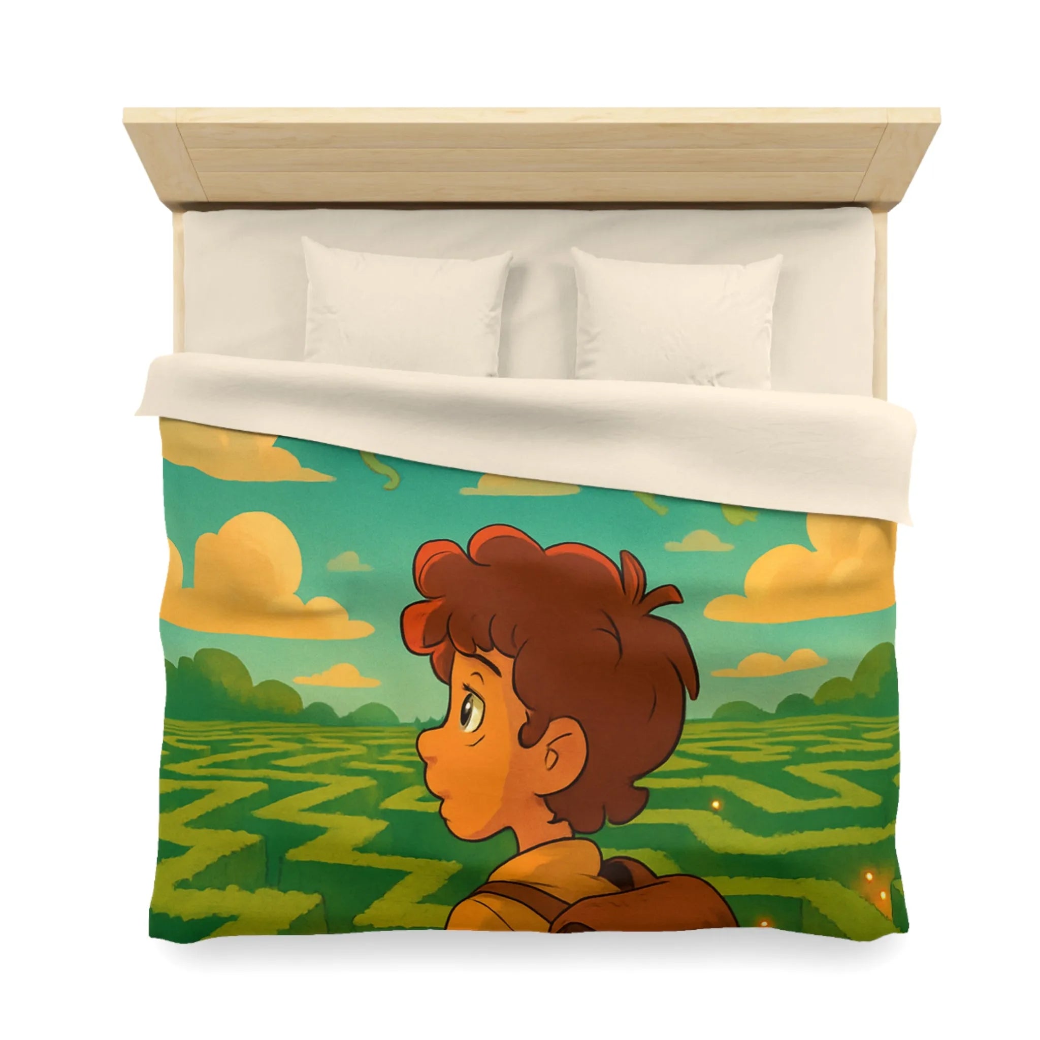 Housse de couette magique avec labyrinthe et créatures fantastiques pour enfants rêveurs