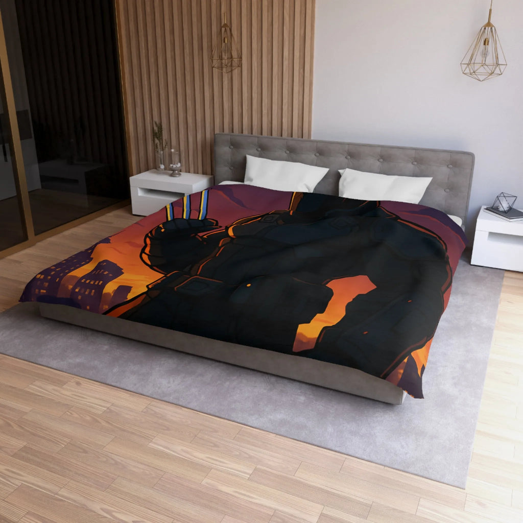 Housse de Couette Microfibre Art Graphique Contemporain Style Décoratif Chambre Tendance