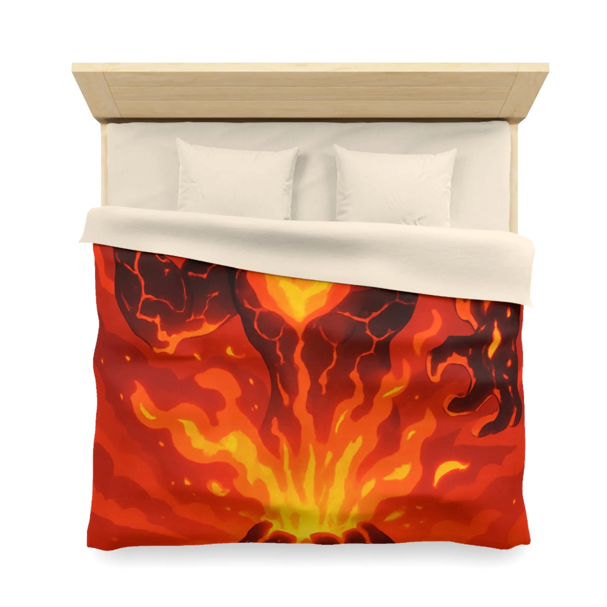 Éruption Volcanique Époustouflante: Figure Enflammée Surgissant De Coulées de Lave Rougeoyantes