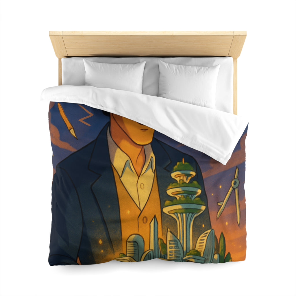 Housse de couette urbaine avec design futuriste, ambiance artistique et couleurs somptueuses