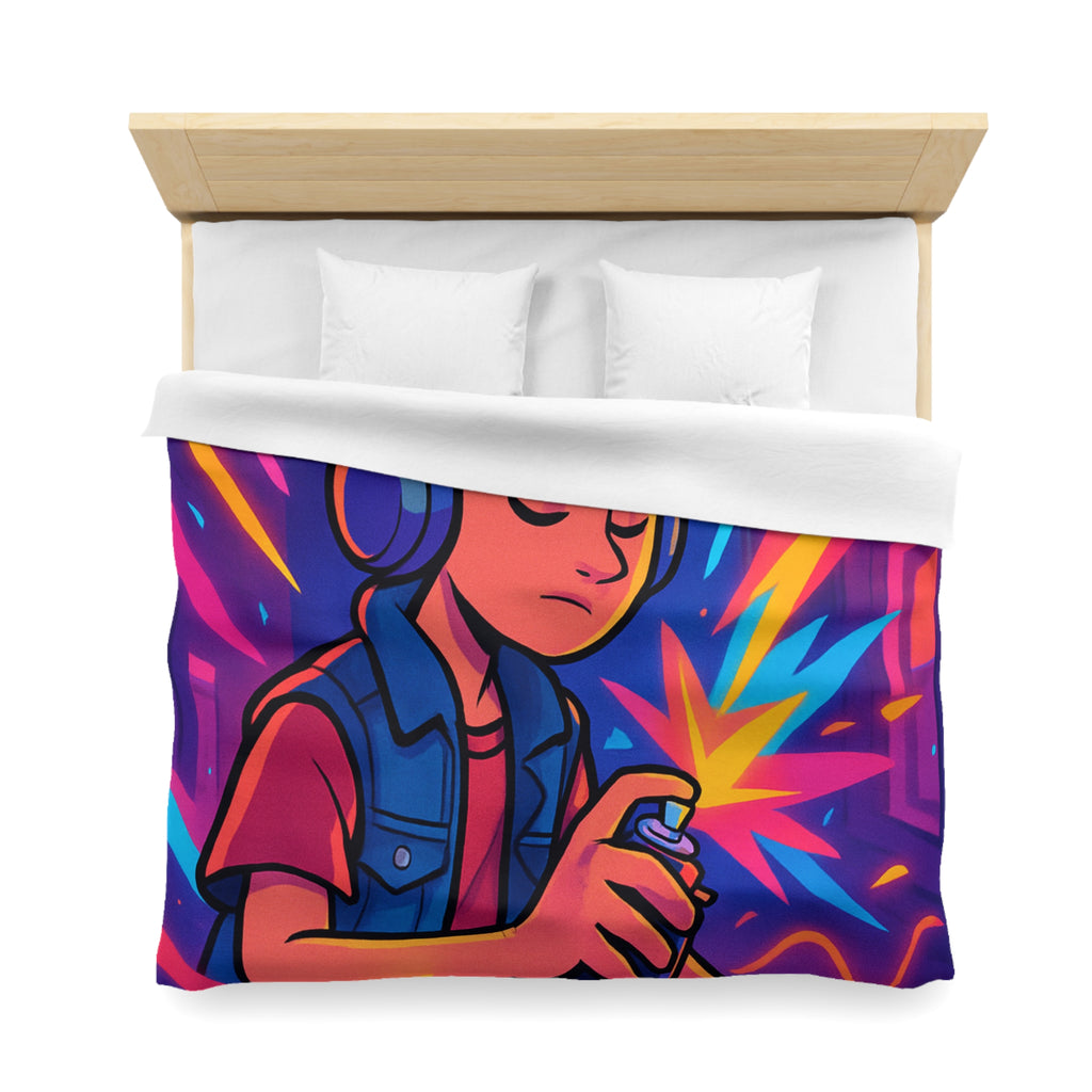 Housse de Couette Microfibre Design Artistique Moderne Décoration Chambre Confort Premium