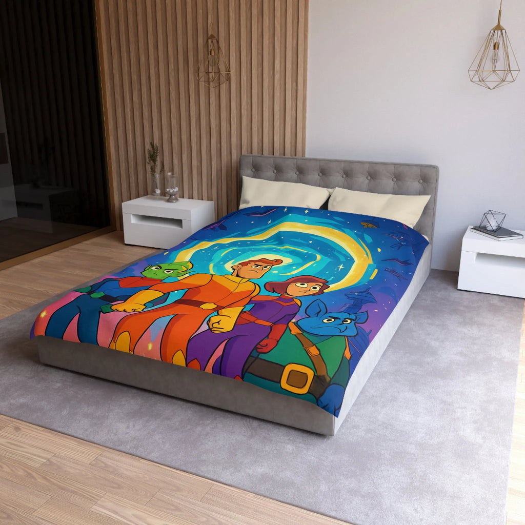 Housse de Couette Animée avec Héros Intergalactiques et Portail Éclairé pour Chambre Enfant