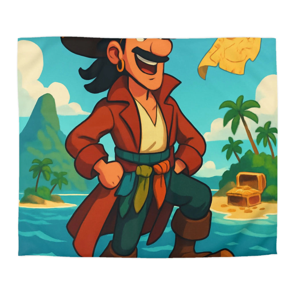 Housse de couette enfant pirate aventure tropicale avec carte au trésor joyeuse
