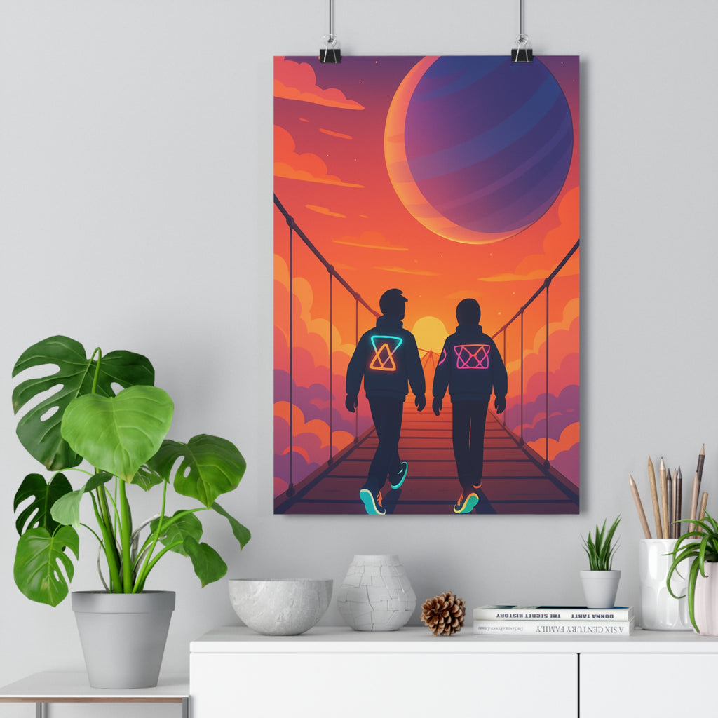 Poster décoratif sciencefiction violet orange mystique futuriste salon chambre créatif artistique qualité unique vibrant