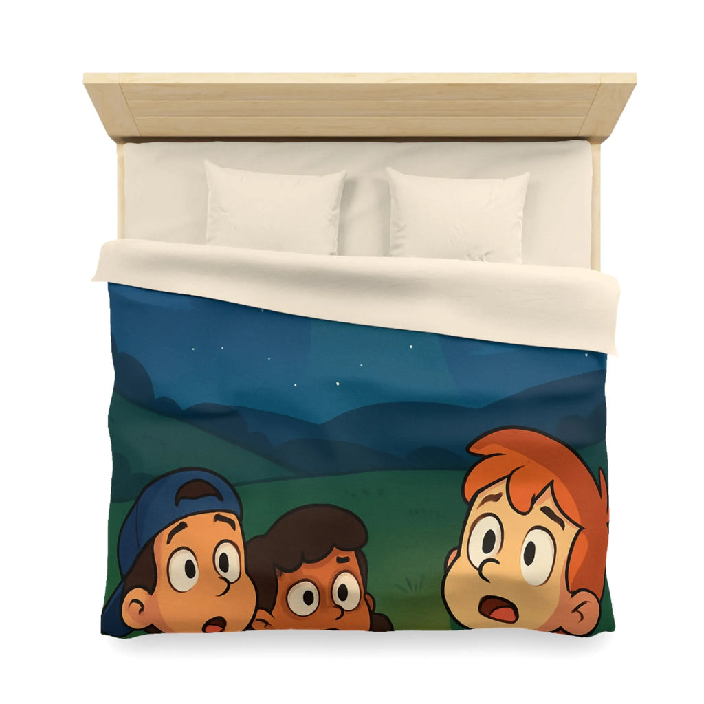 Découvre des Enfants Fascinés par un OVNI Éclairé dans le Ciel Nocturne Étoilé