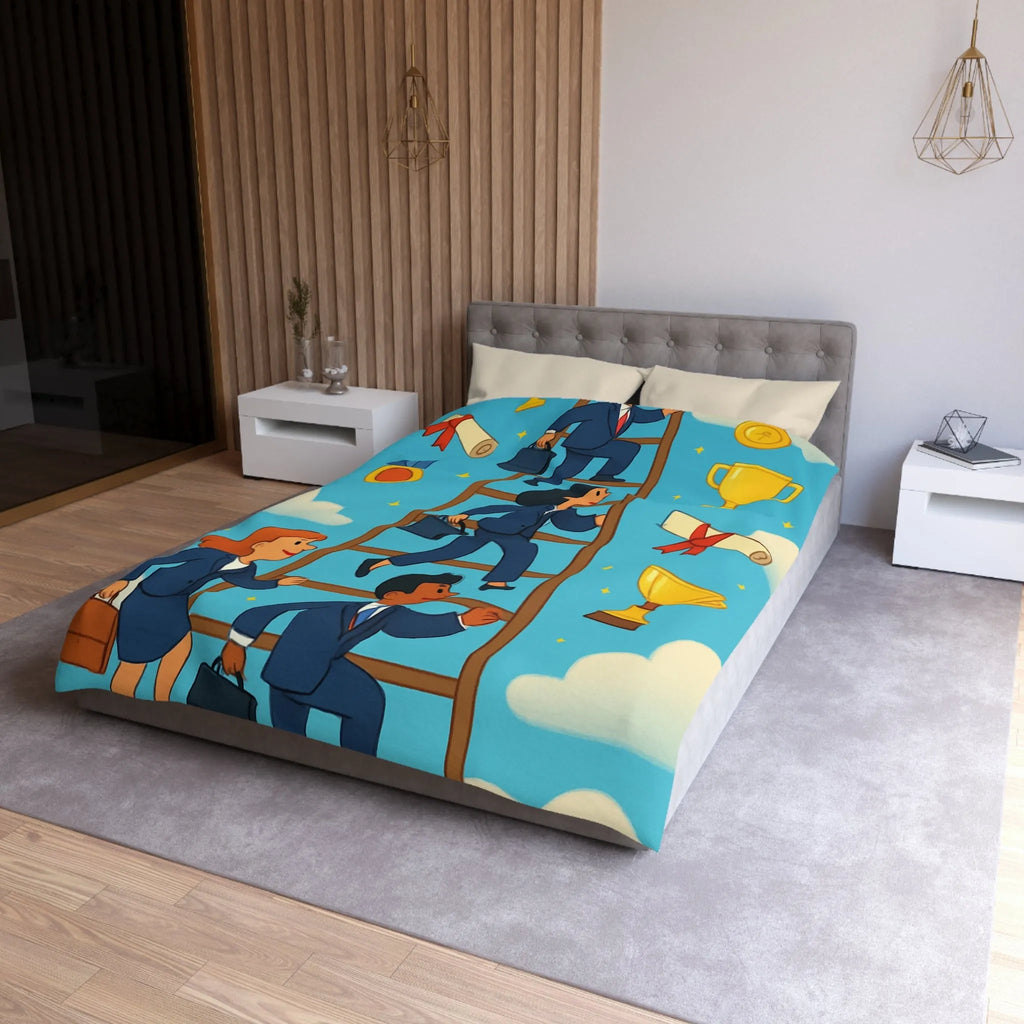 Housse de couette ludique : Échelle des réussites avec trophées et médailles colorées