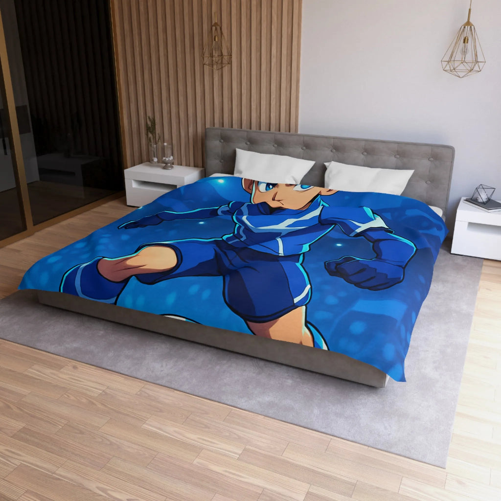 Housse de couette avec joueur de foot animé, style dynamique et lumineux, ambiance sportive