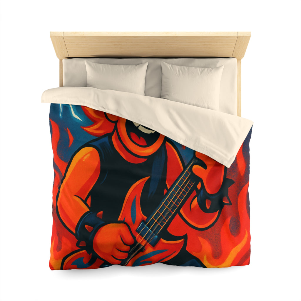 Housse de couette rock flamboyant avec guitare et éclairs pour déco vibrante