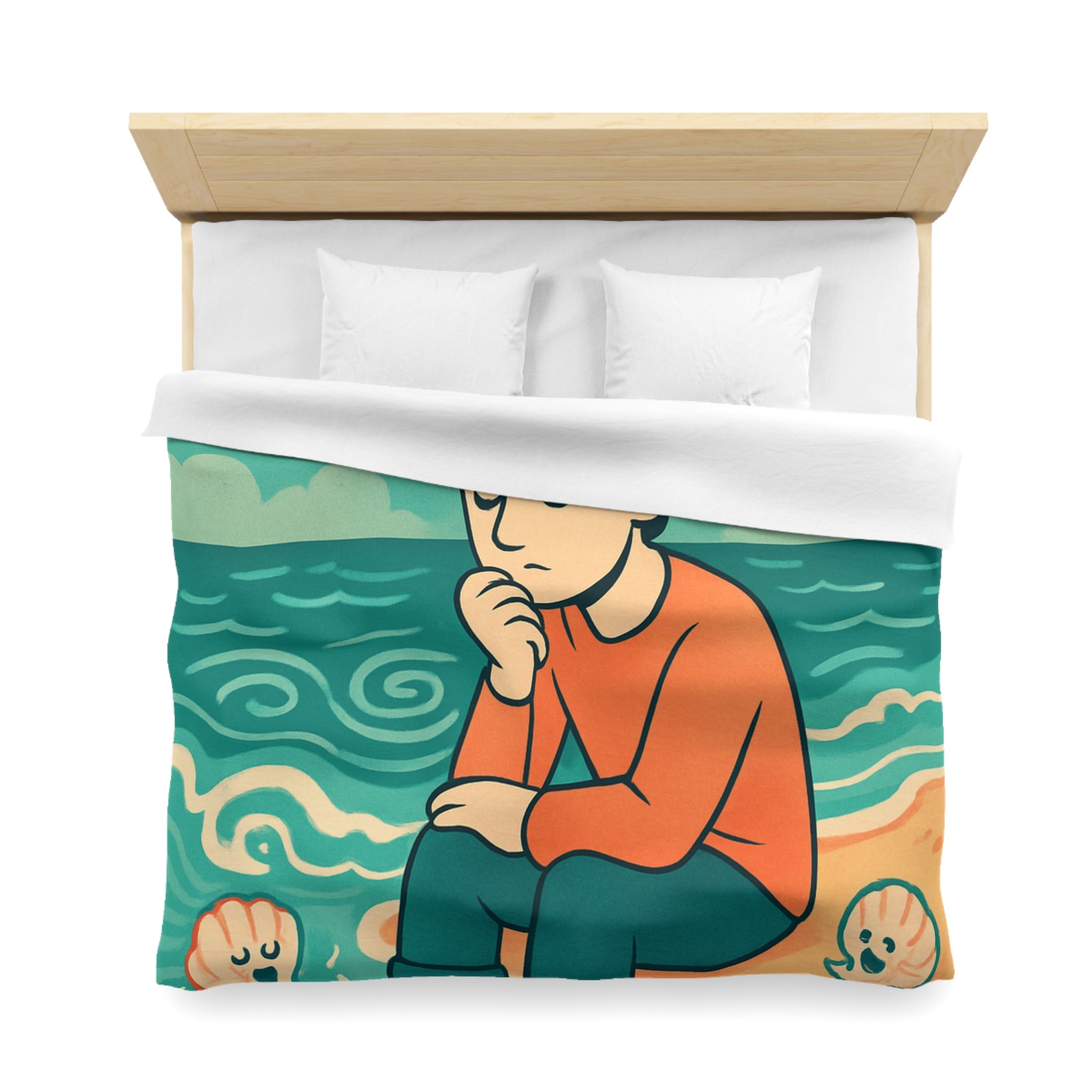Confort Ludique : Housse de Couette Enfant Mer Océan Coquillage et Livres Volants
