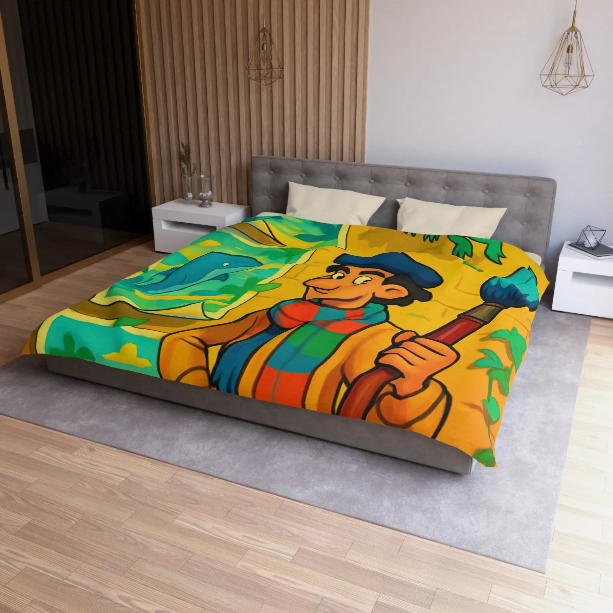 Housse de Couette Microfibre Art Graphique Contemporain Style Décoratif Chambre Tendance