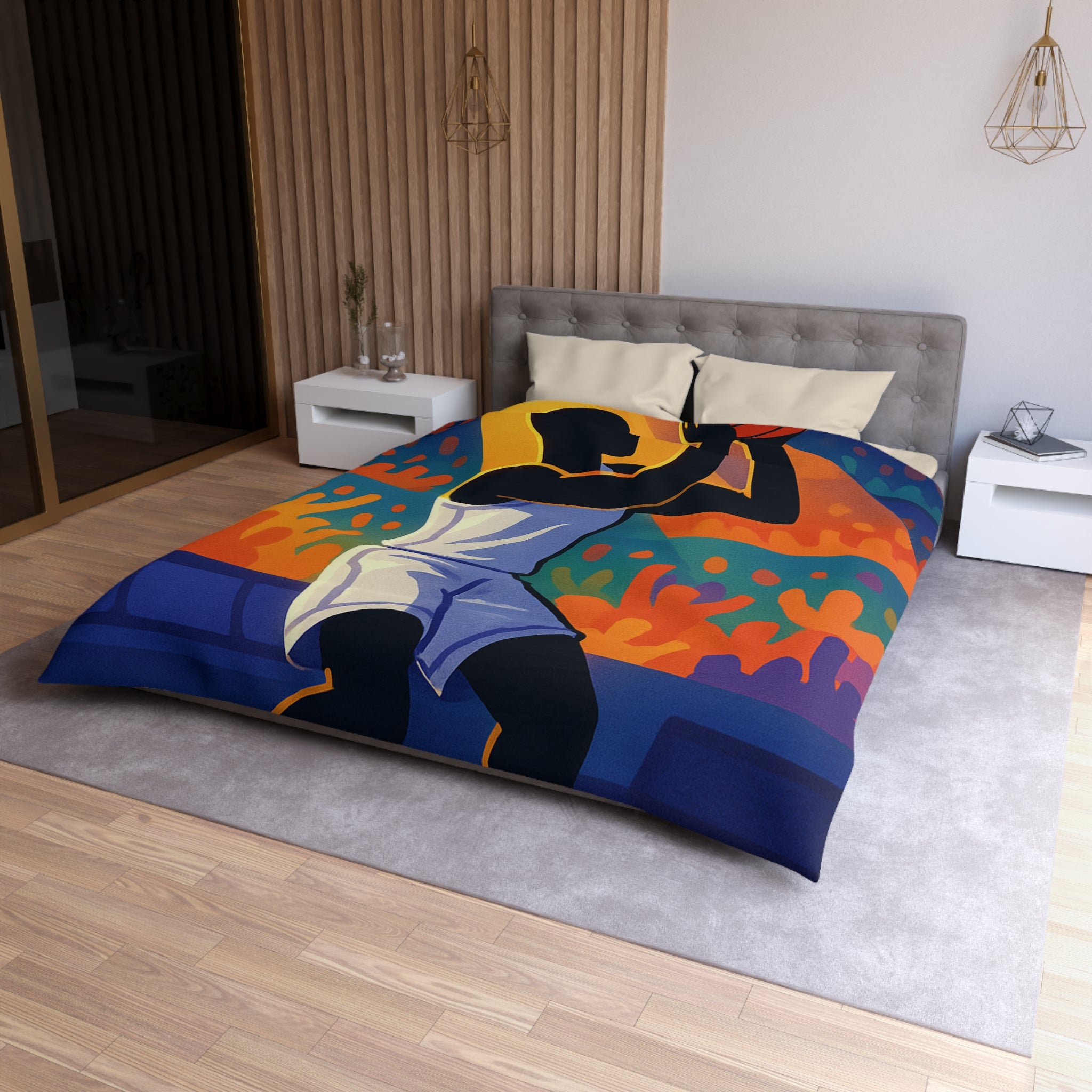 Housse de Couette Microfibre Illustration Unique Design Moderne Décoration Intérieure Raffinée