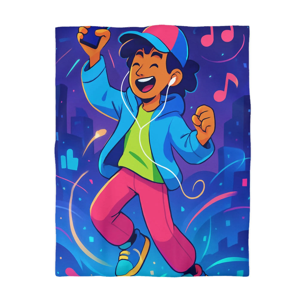 Housse de couette dynamique : Jeune dansant casque urbain musique nuit étoilée