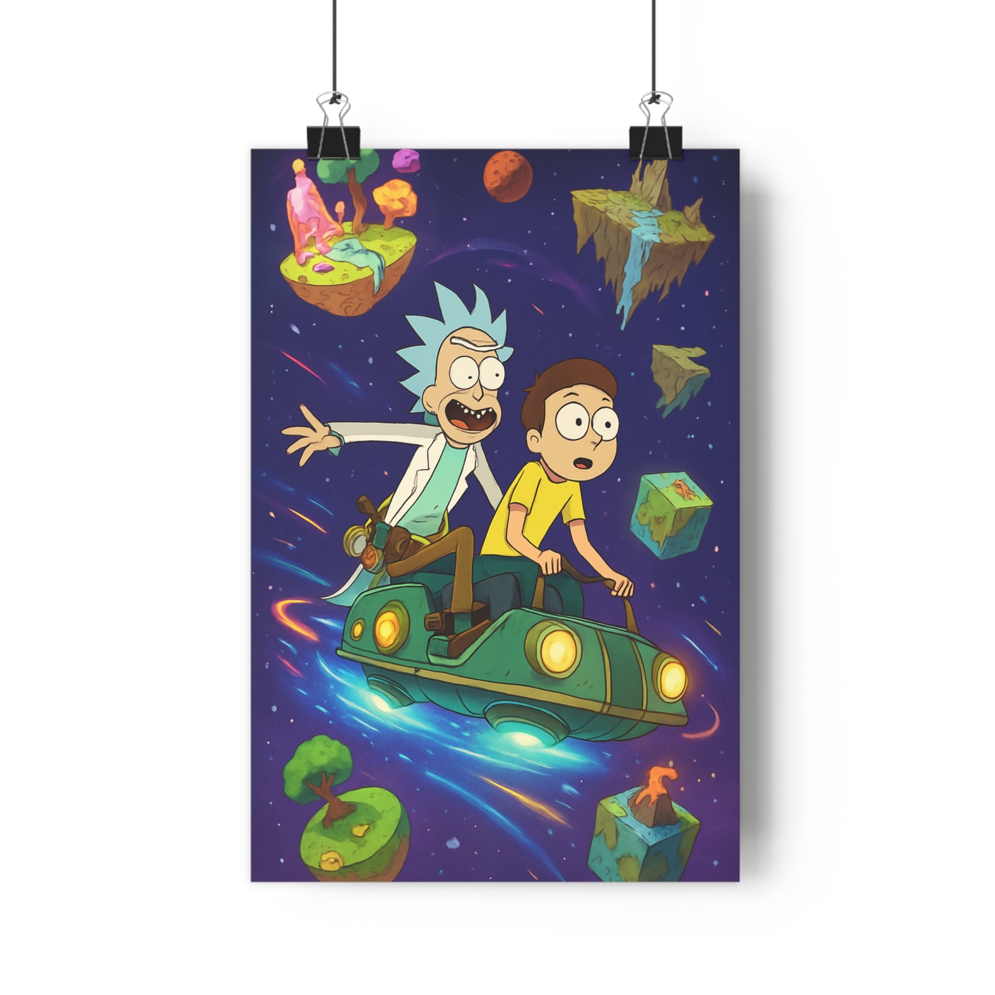 Poster décoratif fantastique aventure coloré cartoon personnages univers voyage salon chambre original vibrant qualité