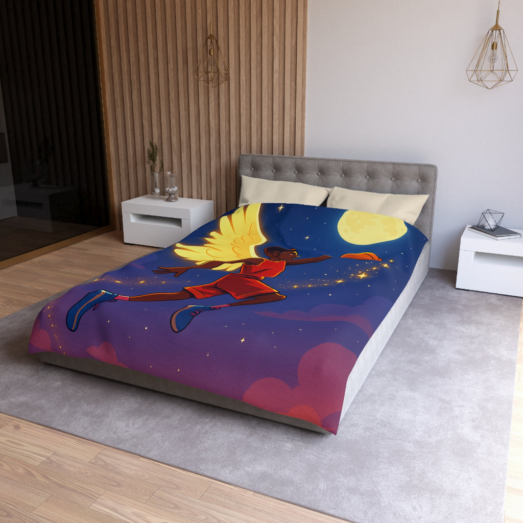 Housse de Couette Unique Baskets d'Ange Volant au Clair de Lune Étoilé