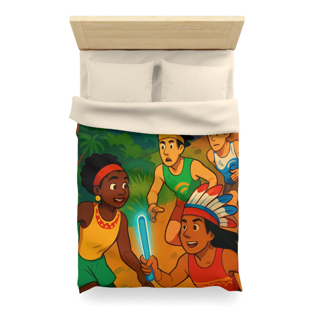 Excursion Nocturne Amusante: Housse de Couette avec Athlètes Courant sous le Ciel Étoilé