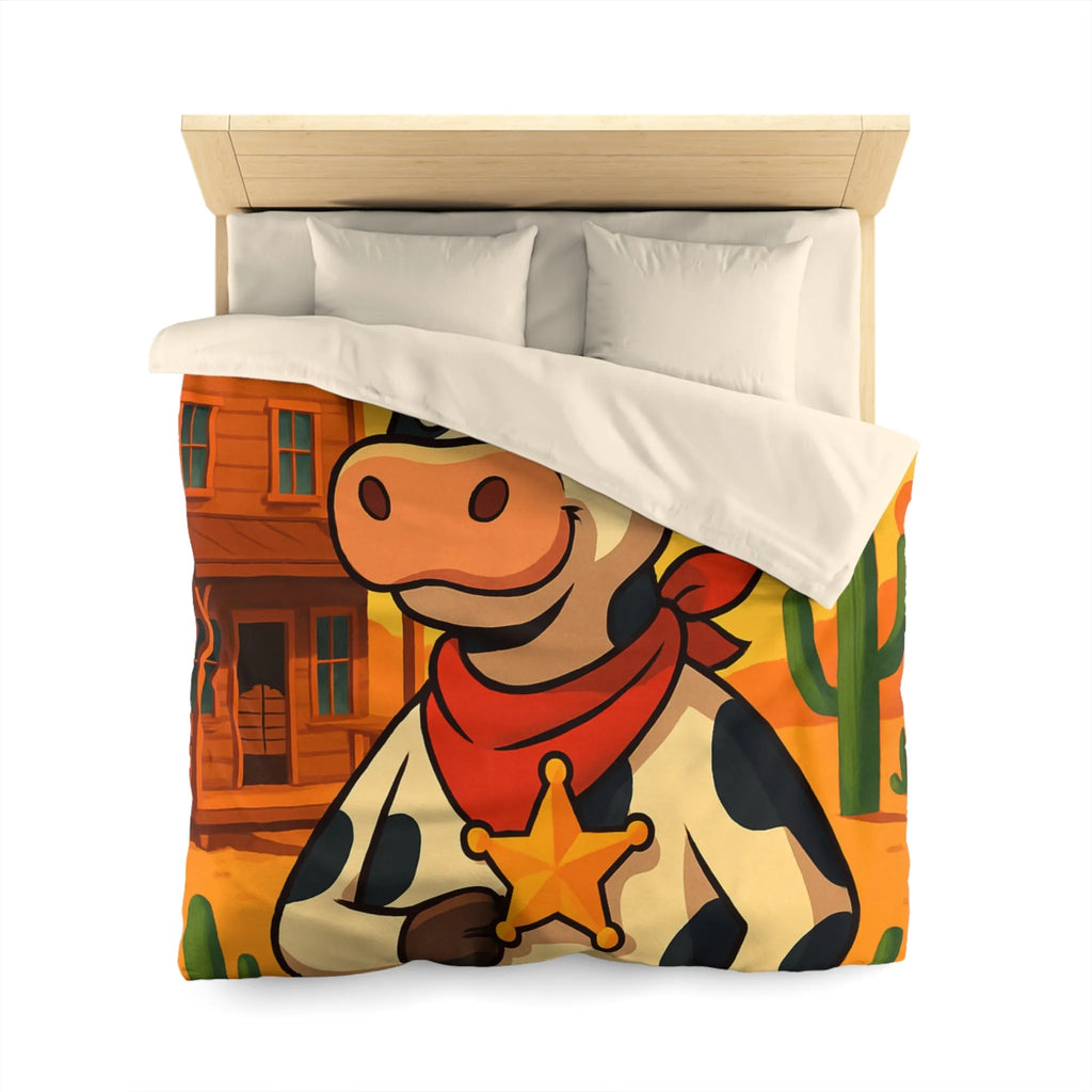 Housse de Couette Enfant avec Vache Cow-boy dans Paysage Désertique Coloré et Amusant