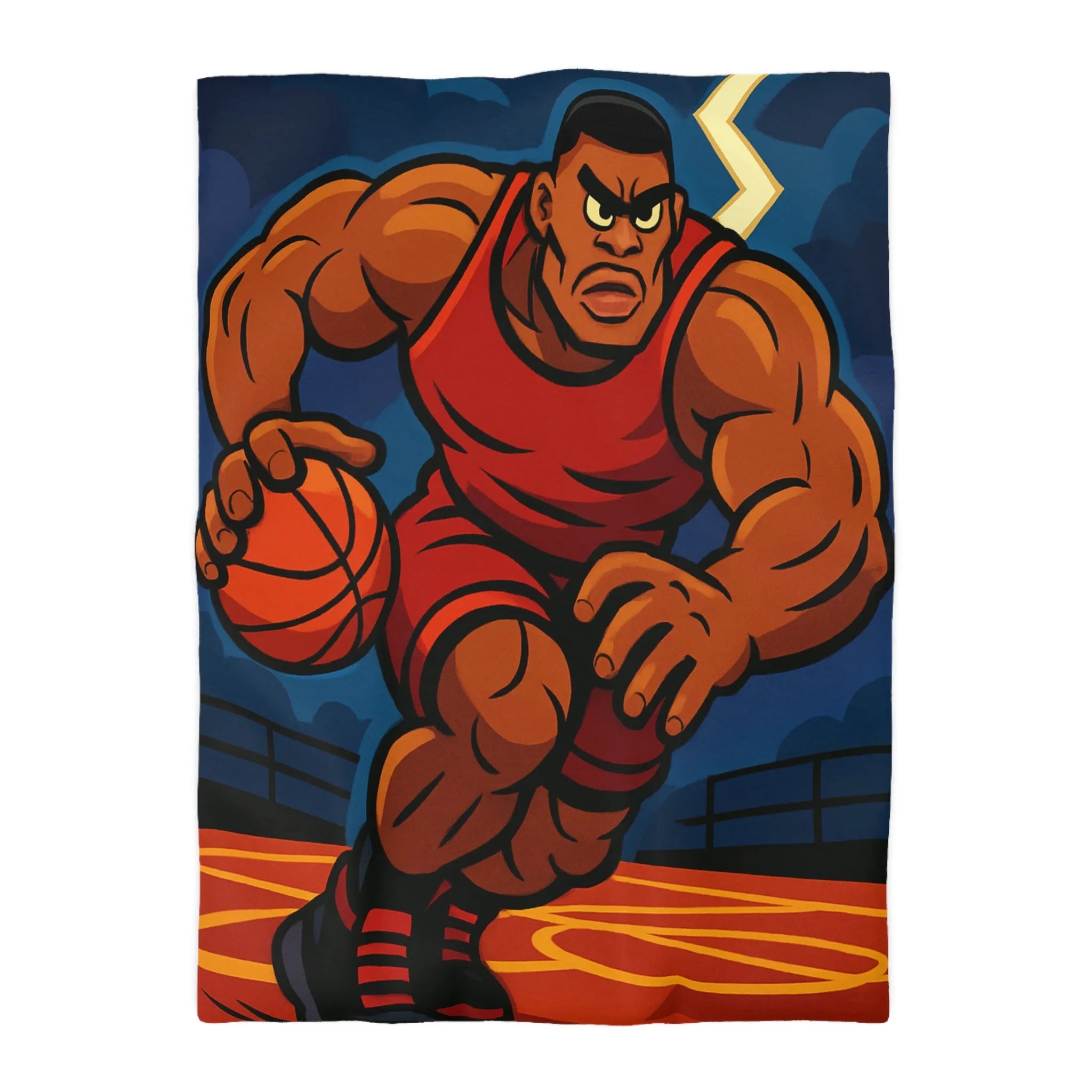 Housse de couette avec illustration dynamique de joueur de basket-ball en action intense