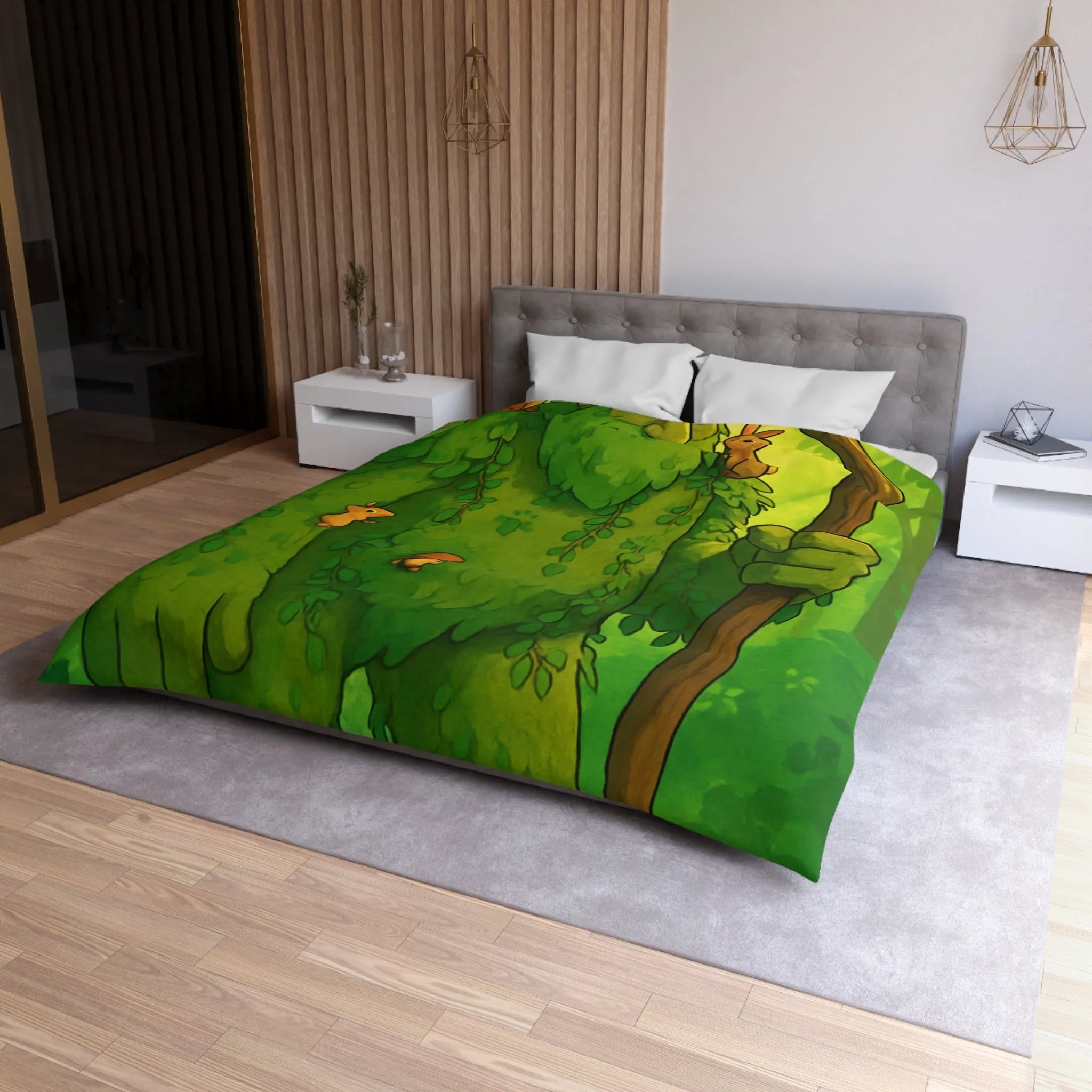 Housse de Couette Enchantée avec Géant Végétal et Forêt de Rêve pour Enfants Héritage