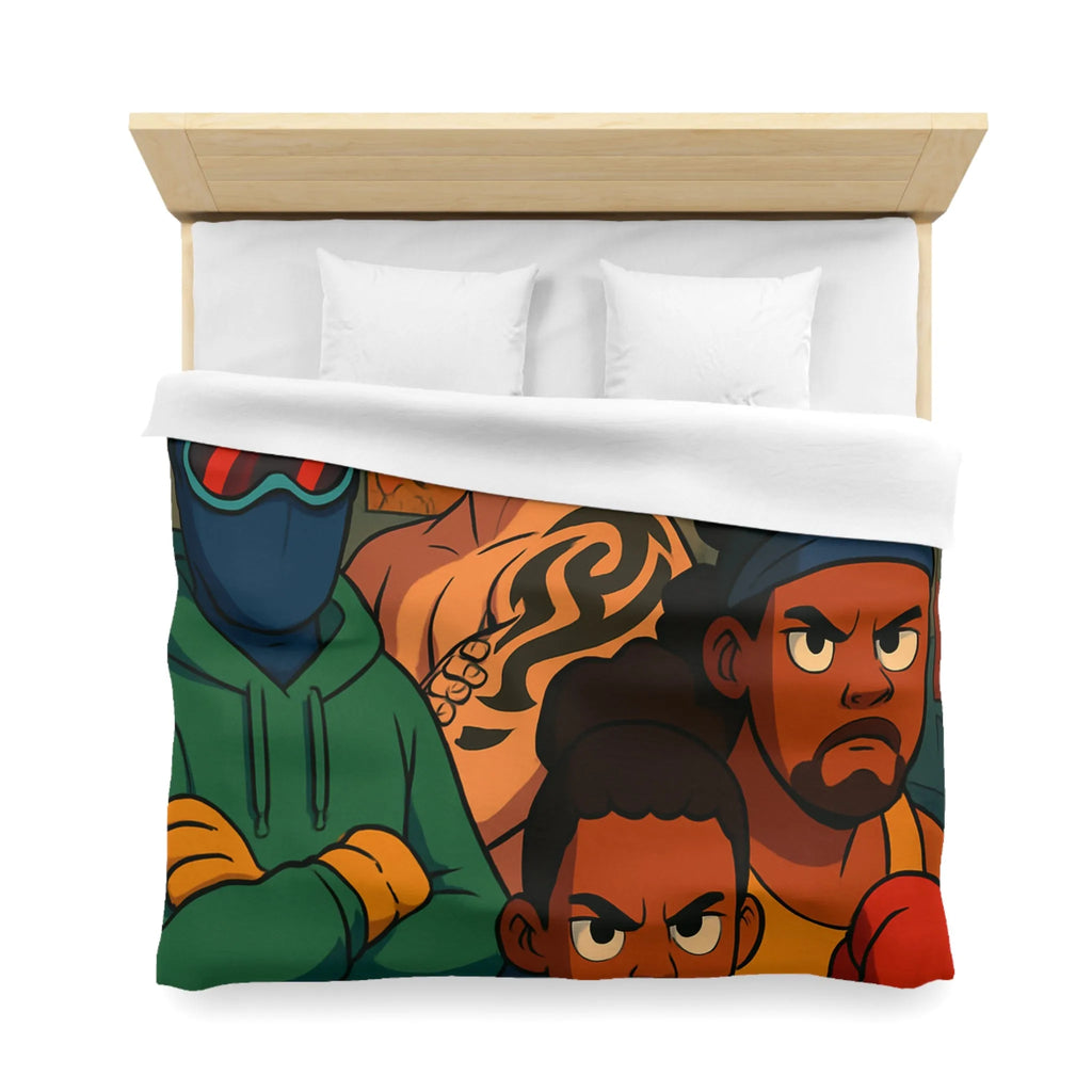 Housse de couette colorée avec boxeurs dessin animé pour chambre enfant sportive unique