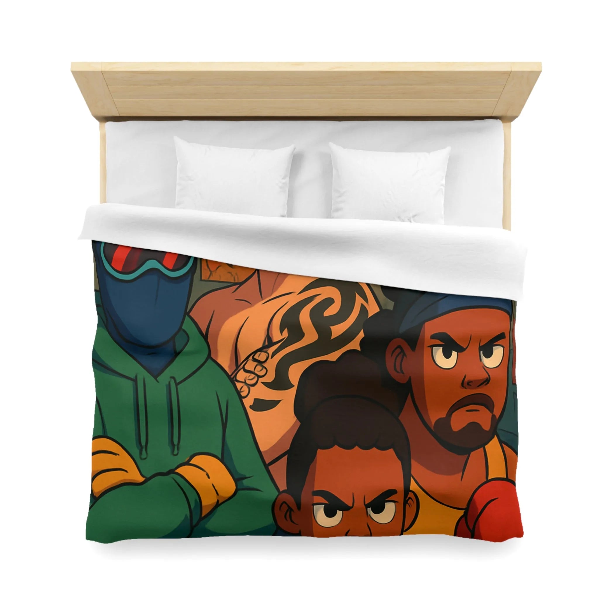 Housse de couette colorée avec boxeurs dessin animé pour chambre enfant sportive unique