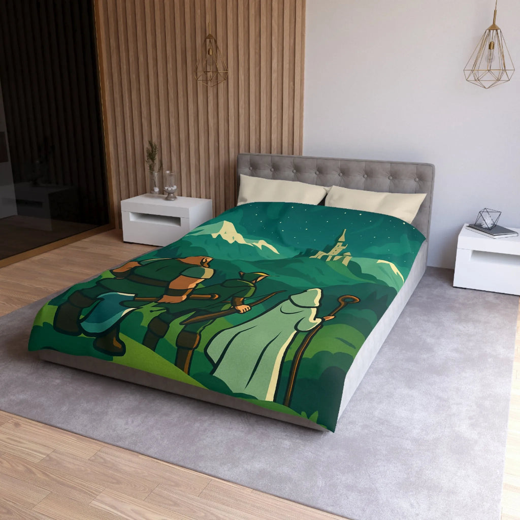 Housse de Couette Épique avec Chevaliers et Château pour Aventuriers Fantastiques Nocturnes